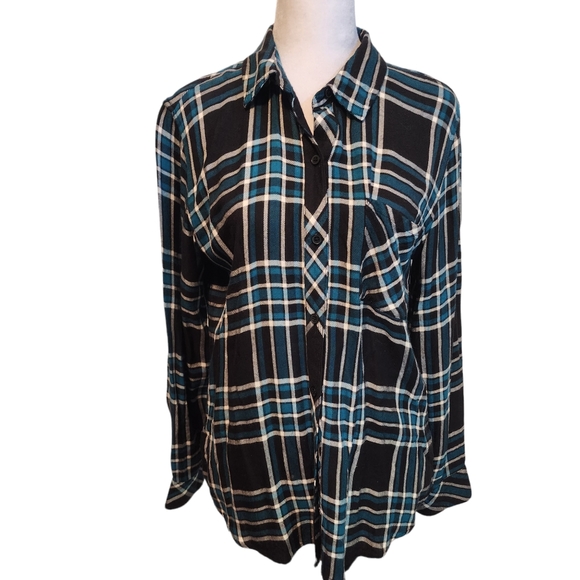 EUC Rails Button Up Hunter Shirt in Midnight Cerulean Blue - Picture 2 of 13